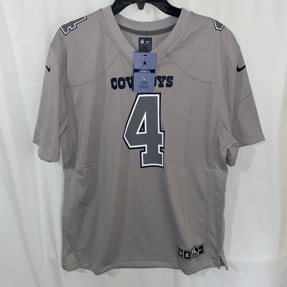 NWT Nike Dak Prescott Dallas‎ Cowboys  Atmosphere Game Jersey Gray Youth XL